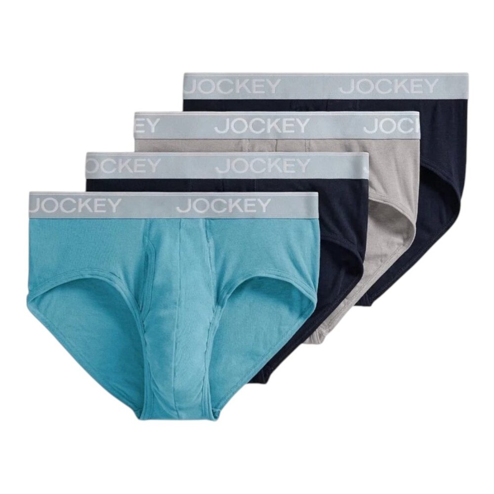 Jockey Essentials Cotton Blend Briefs Lightweight Breathable Underwear (4 Pack)